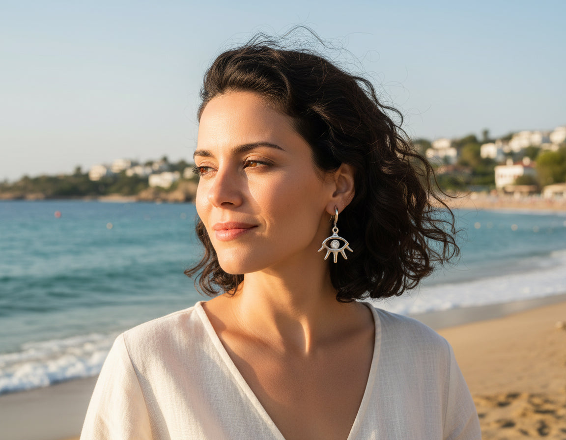 Silver Open Eye Hoop Earrings