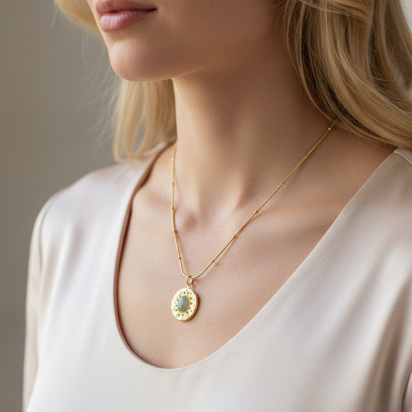 Labradorite Oval Medallion Necklace