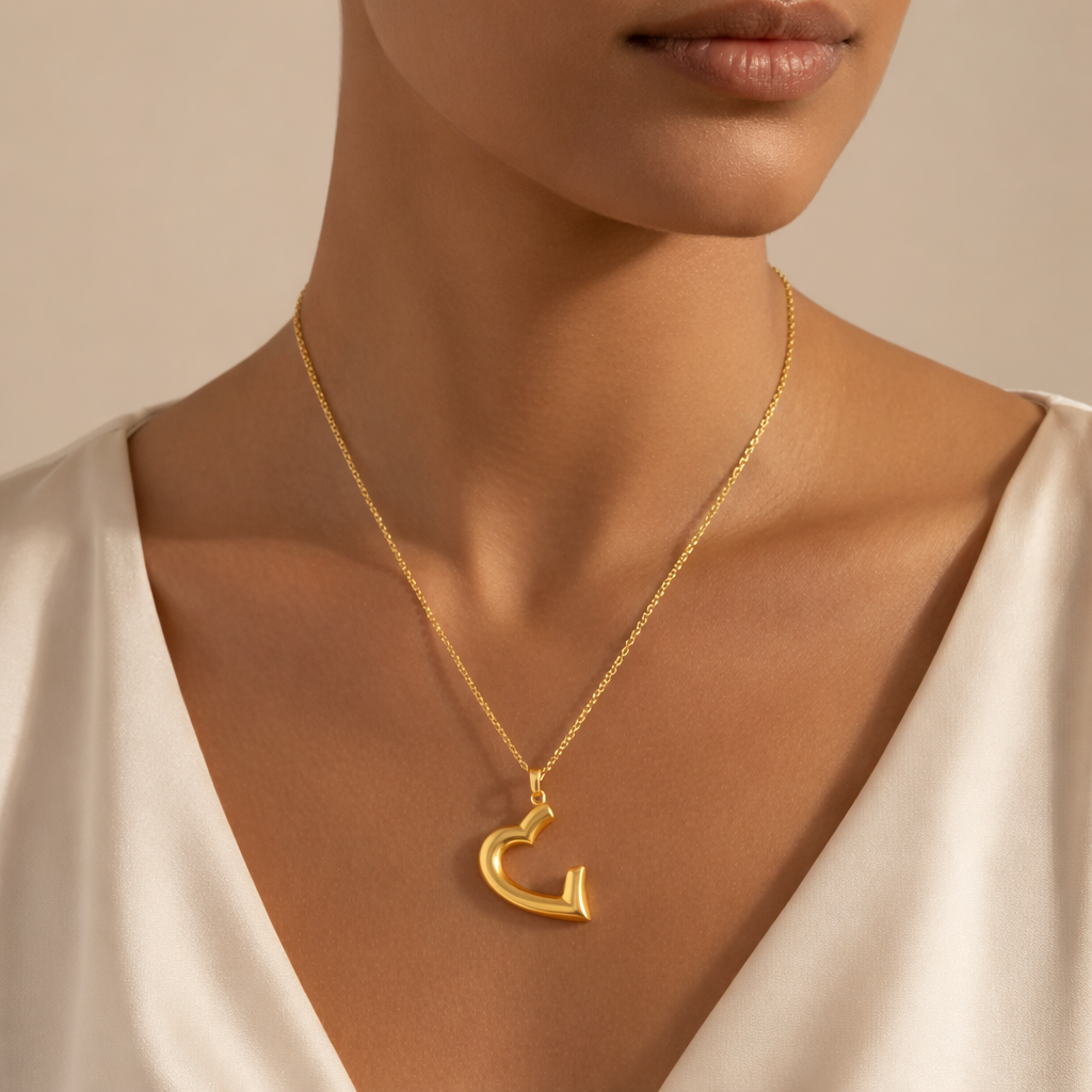 Gold Heart Pendant Necklace