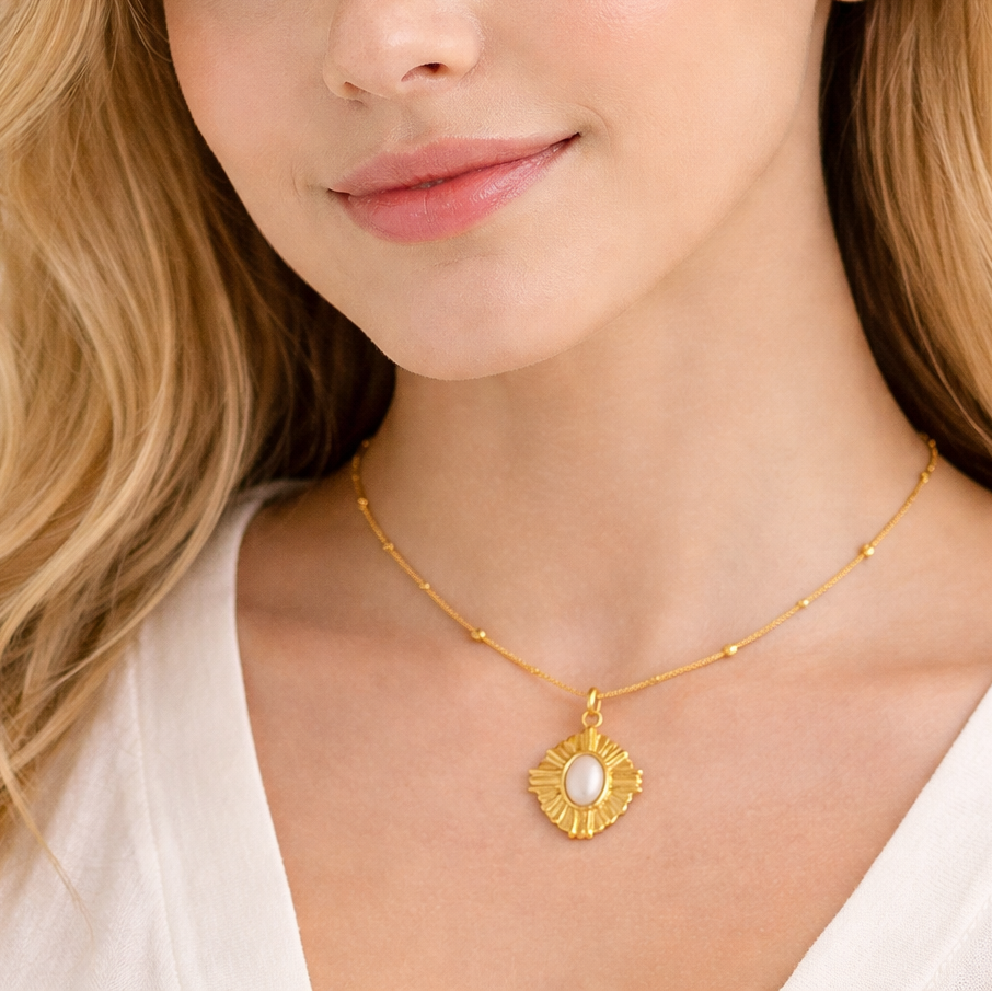 Shell Sunburst Medallion Necklace