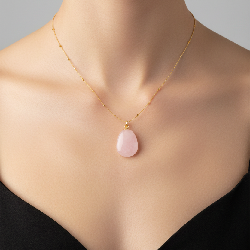 Rose Quartz Drop Necklace
