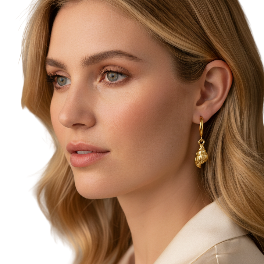 Gold Shell Drop Earrings