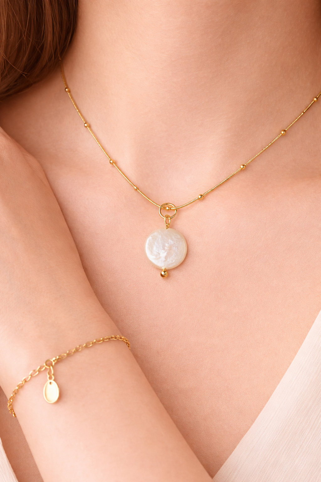 Gold Freshwater Pearl Necklace