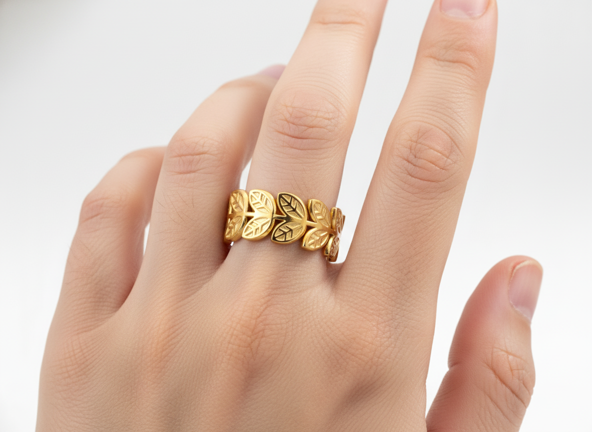 Geometric Gold Leaf Ring