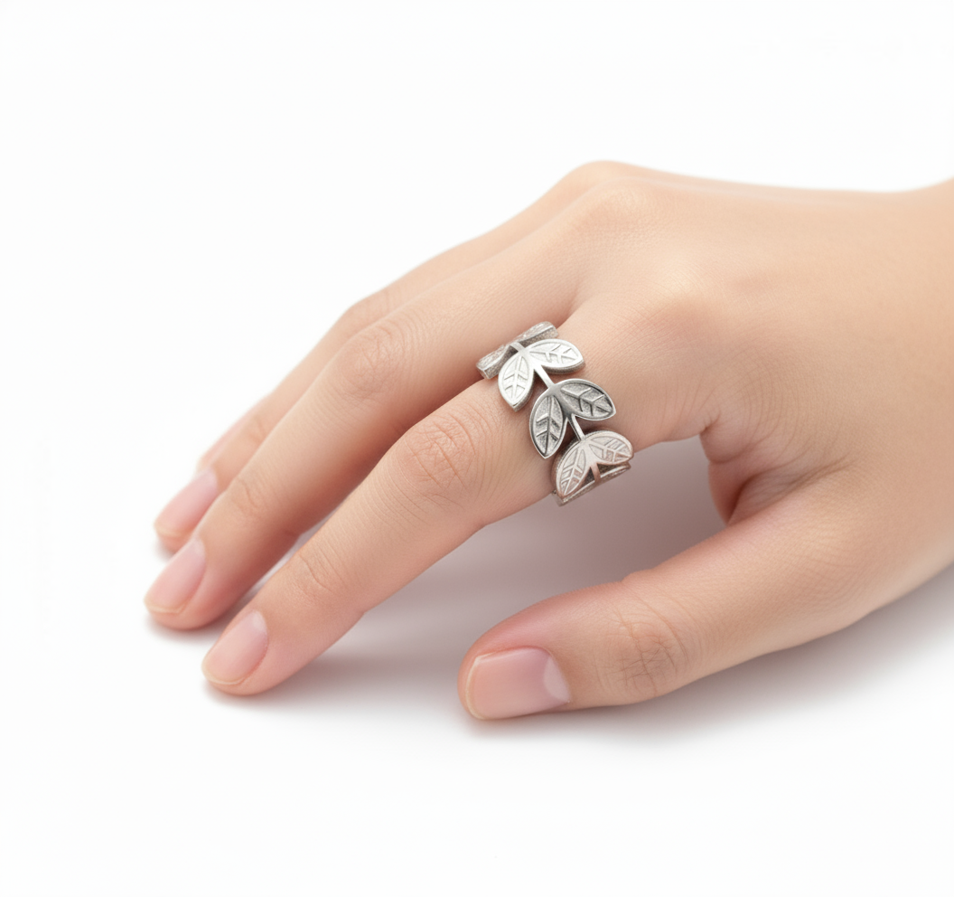 Geometric Silver Leaf Ring
