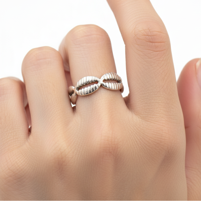 Silver Shell Texture Ring