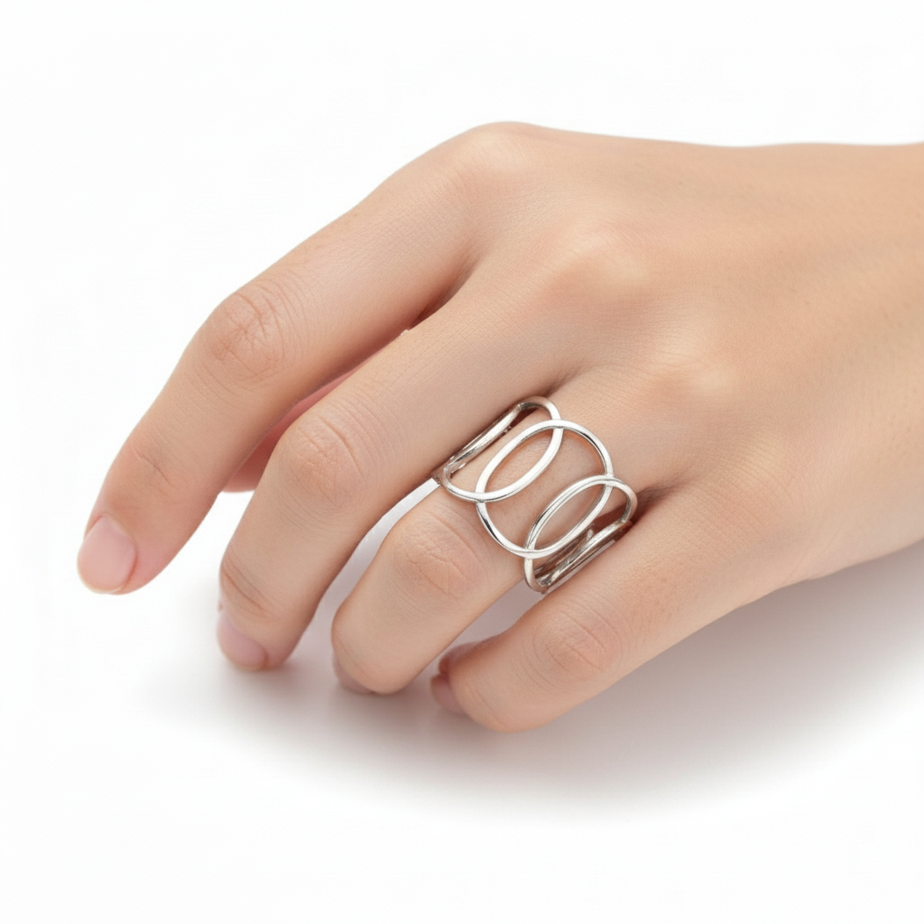 Silver Open Oval Cutout Ring