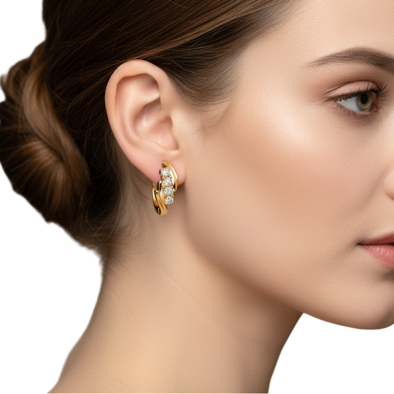 Gold Hoop Earrings Zircon