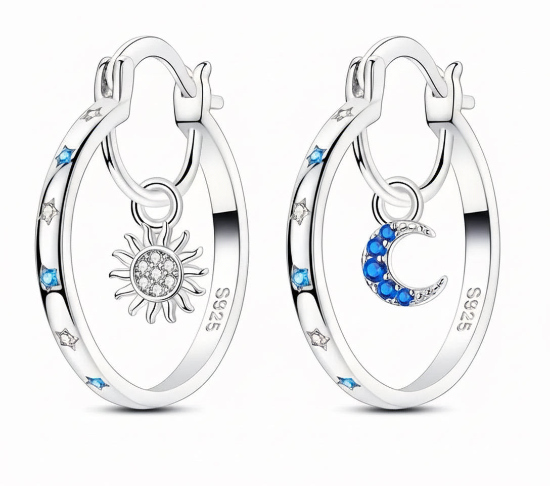 Celestial Sun & Moon Hoop Earrings