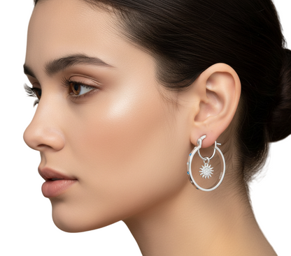Celestial Sun & Moon Hoop Earrings