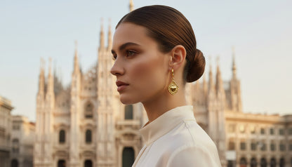 Gold Heart Medallion Hoop Earrings