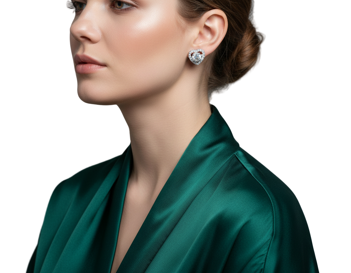 Moissanite Heart Stud Earrings