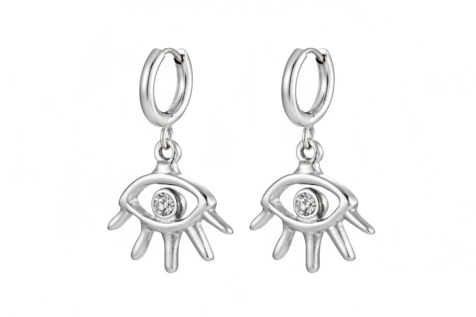 Silver Open Eye Hoop Earrings