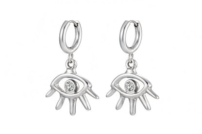 Silver Open Eye Hoop Earrings