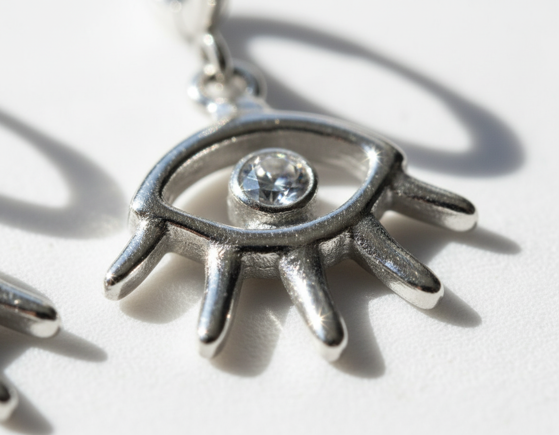 Silver Open Eye Hoop Earrings