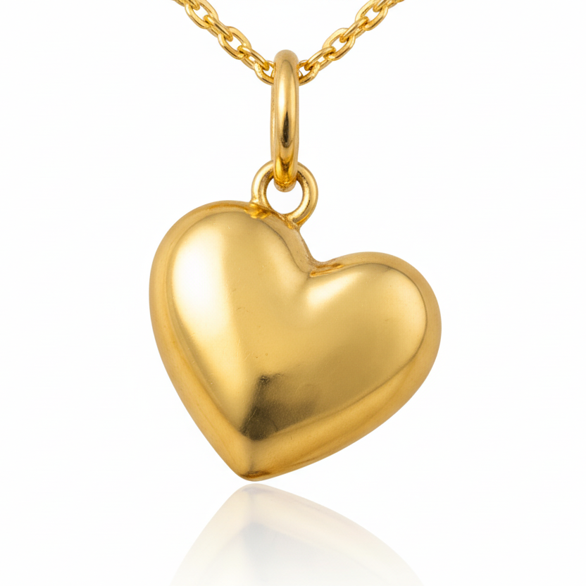 Puffed Heart Pendant Necklace