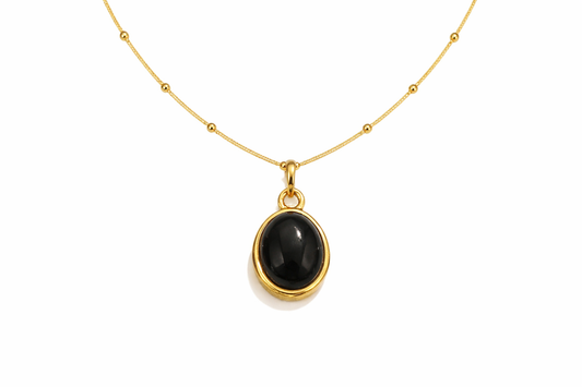 Obsidian Oval Pendant Necklace