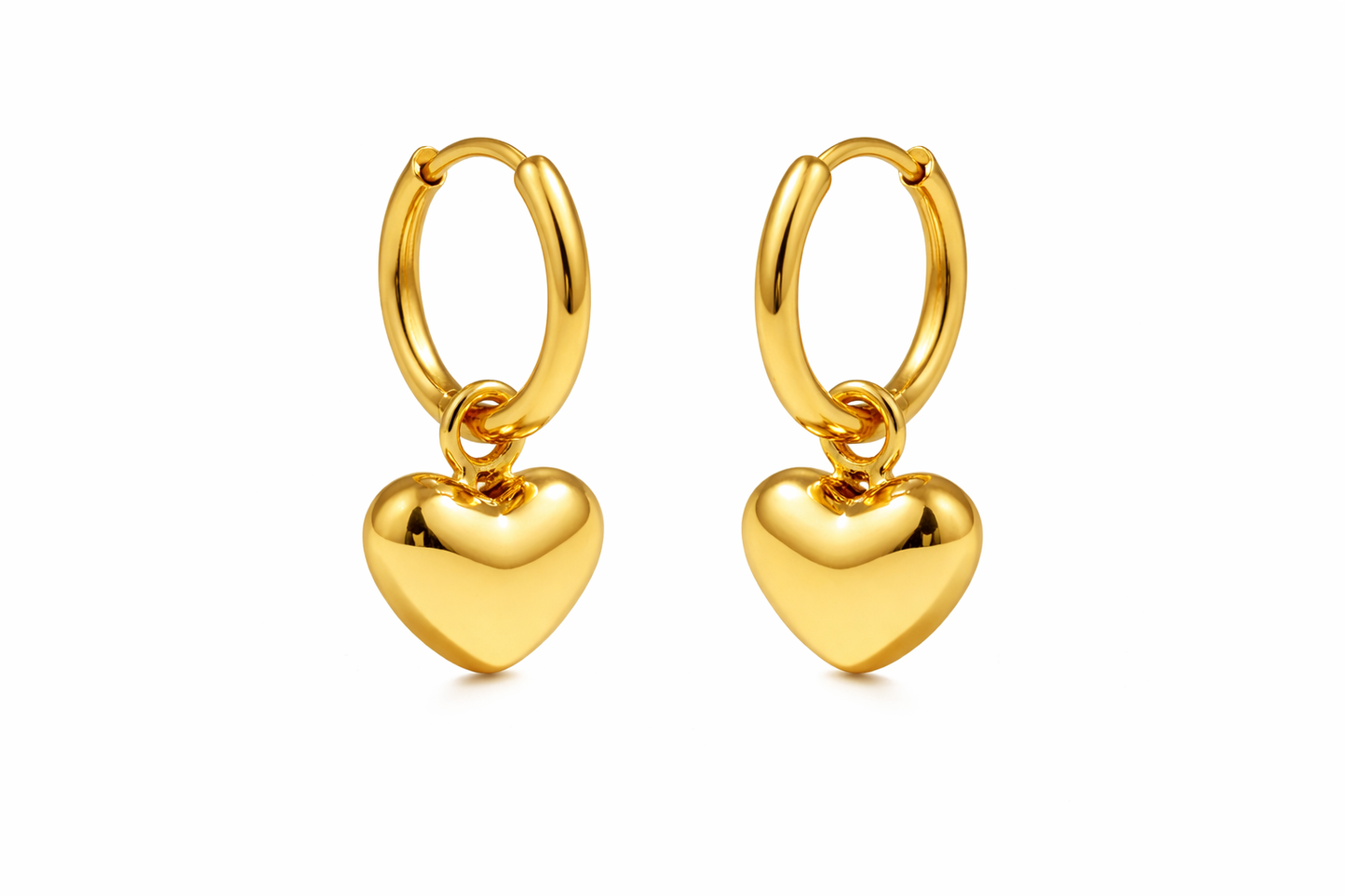 Gold Heart Hoop Earrings