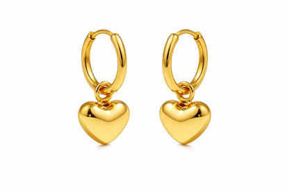Gold Heart Hoop Earrings