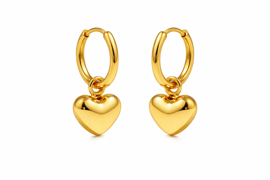 Gold Heart Hoop Earrings