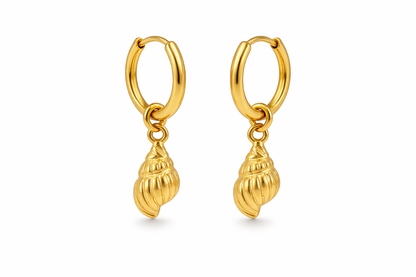 Gold Shell Drop Earrings