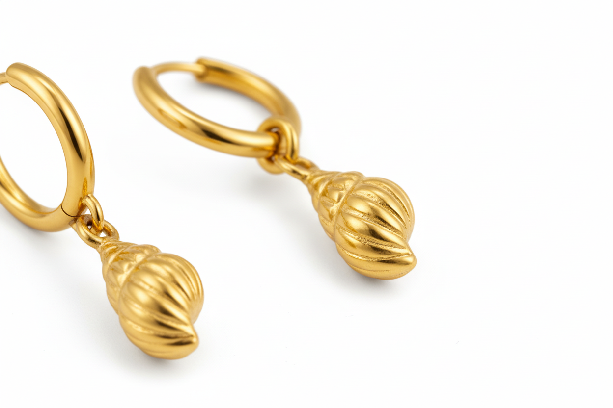 Gold Shell Drop Earrings