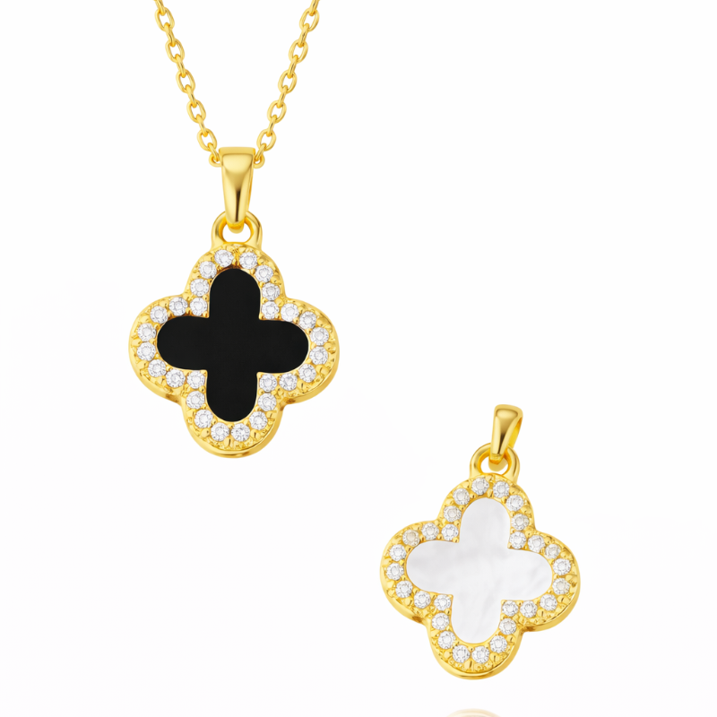 Gold Reversible Clover Pendant Necklace