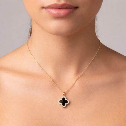 Gold Reversible Clover Pendant Necklace