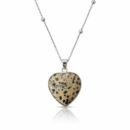 Dalmatian Jasper Heart Pendant Necklace