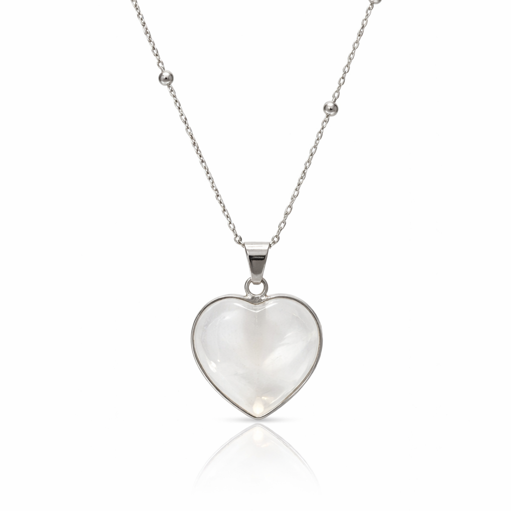 Milky Quartz Heart Pendant Necklace