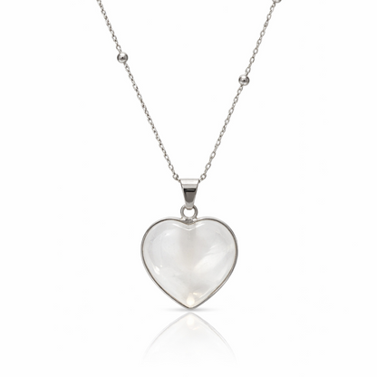 Milky Quartz Heart Pendant Necklace