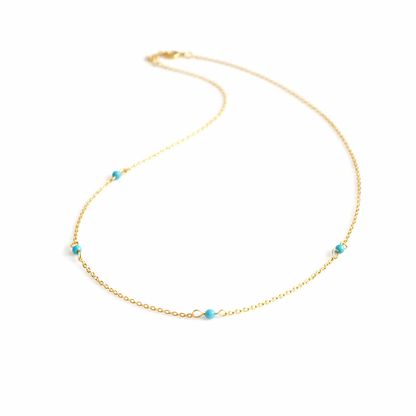 Natural Blue Chalcedony Beaded Necklace