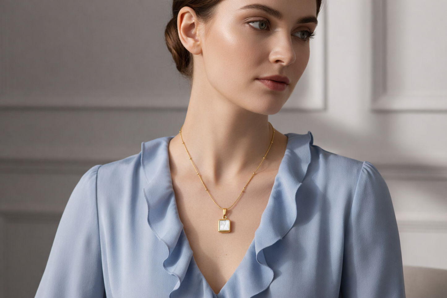 Geometric Square Pendant Necklace
