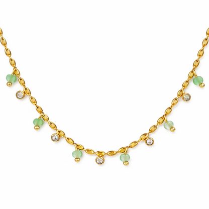 Gold Beaded Zirconia Necklace