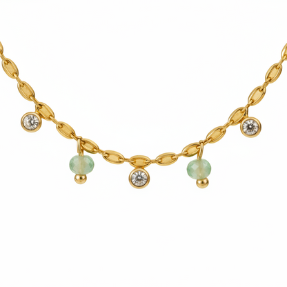 Gold Beaded Zirconia Necklace