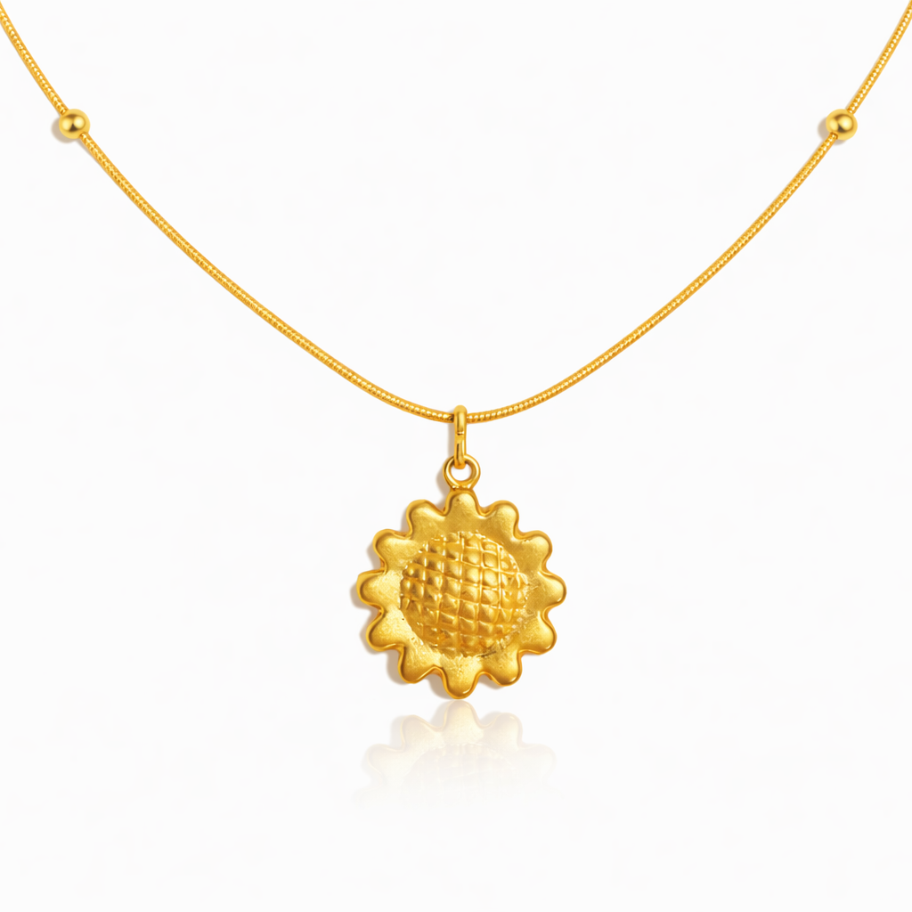 Gold Sunflower Pendant Necklace