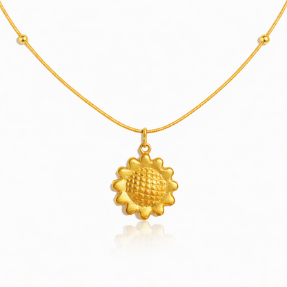 Gold Sunflower Pendant Necklace