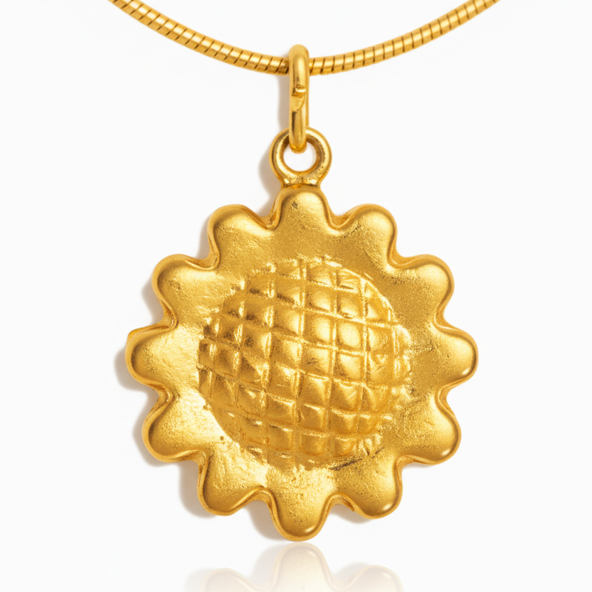 Gold Sunflower Pendant Necklace