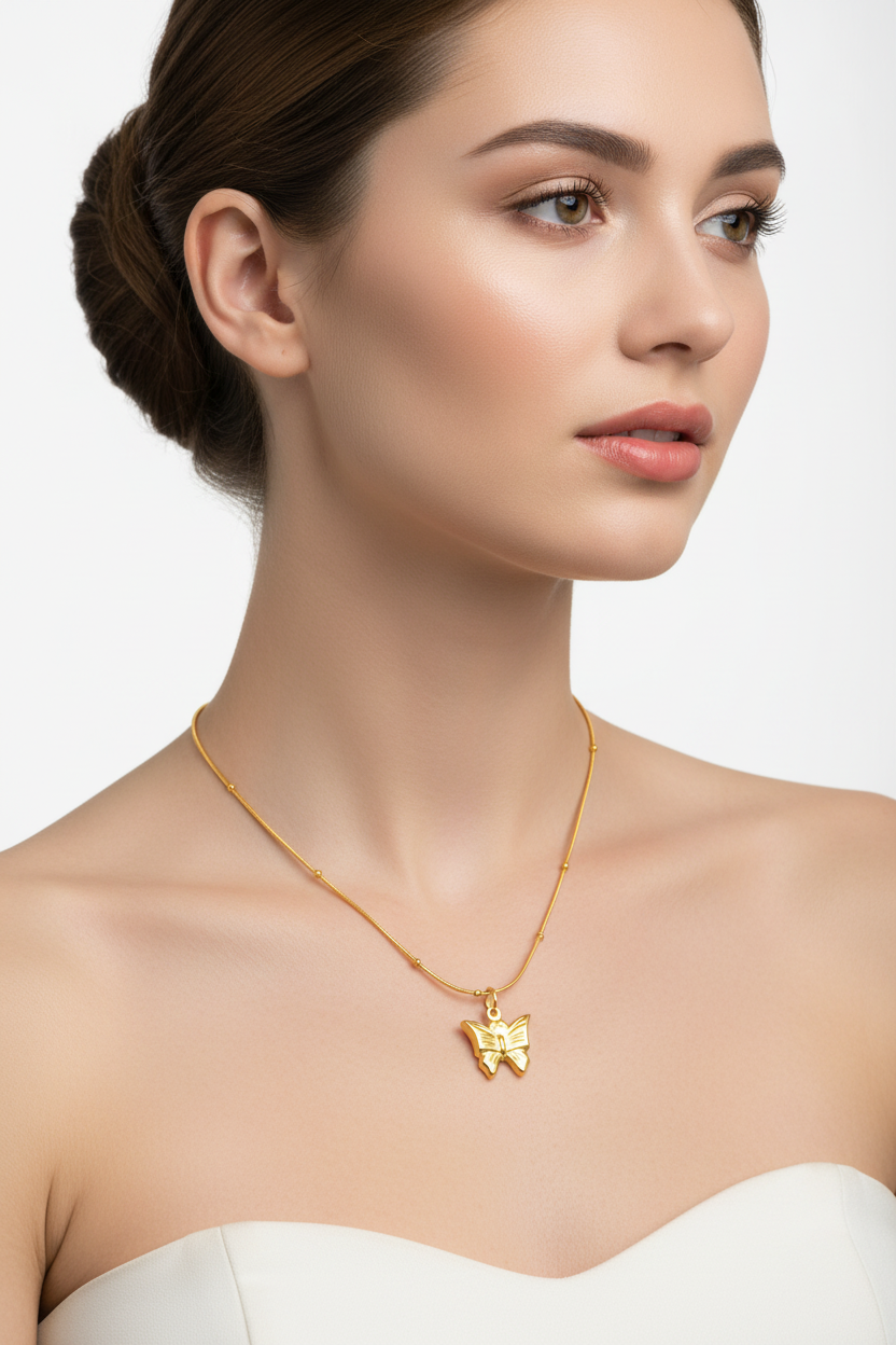 Gold Butterfly Pendant Necklace