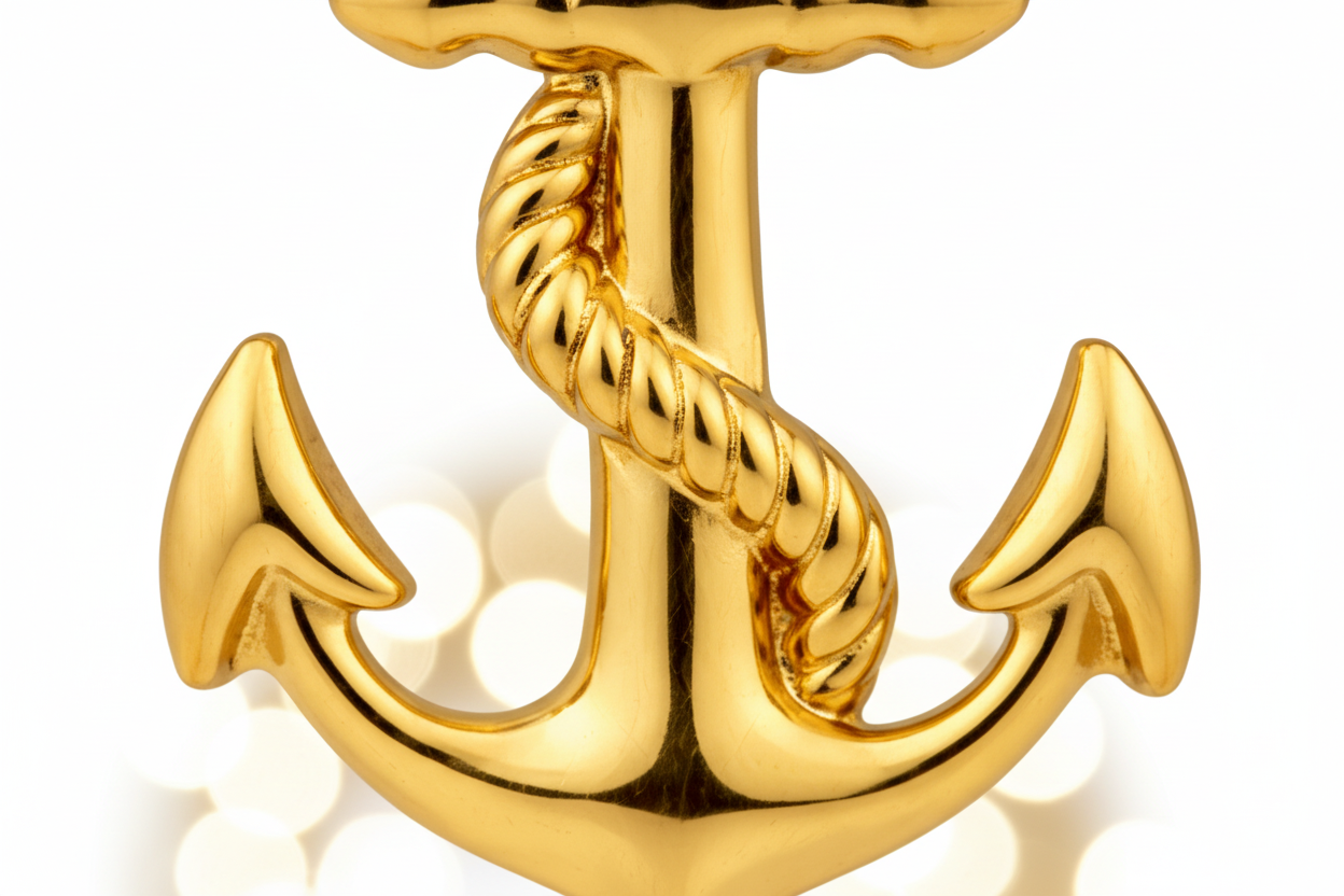 Gold Anchor Pendant Necklace