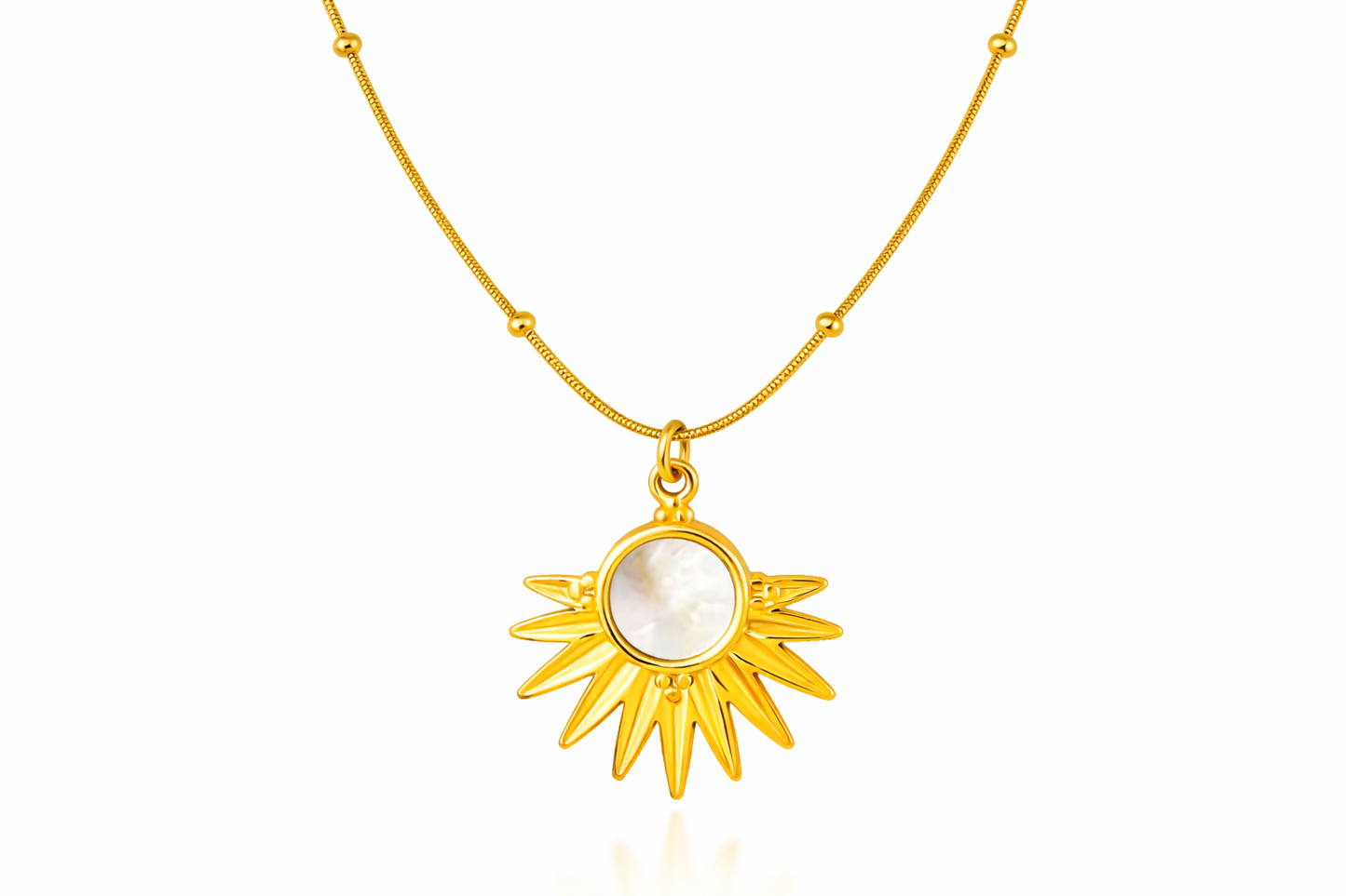 Gold Sun Mother of Pearl Pendant Necklace