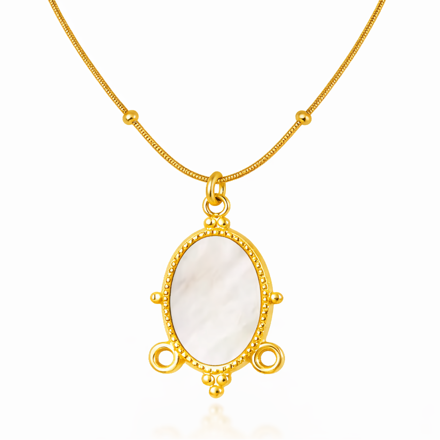 Oval Mother-of-Pearl Gold Necklace