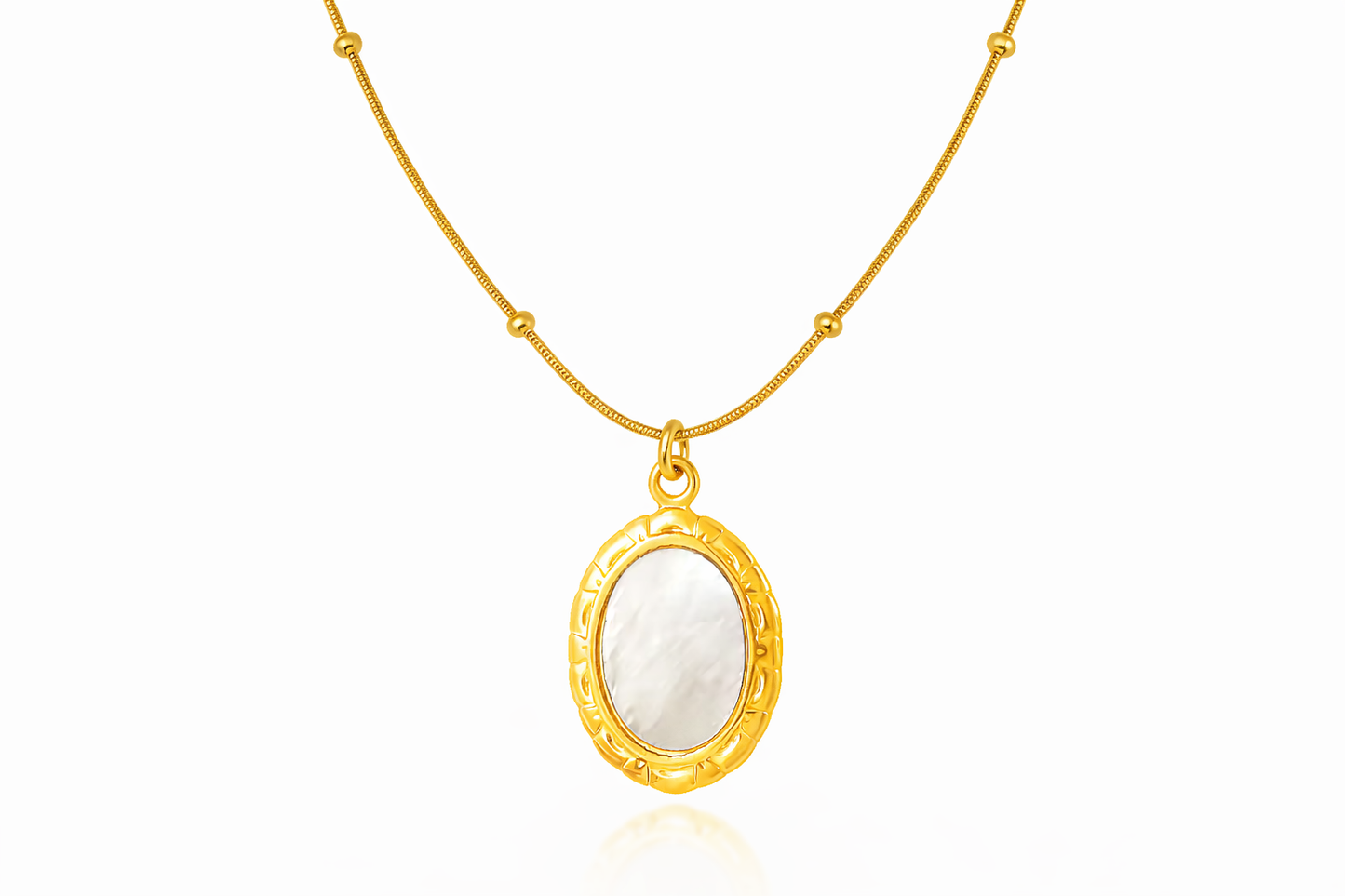 Vintage Oval Gold Mother-of-Pearl Necklace