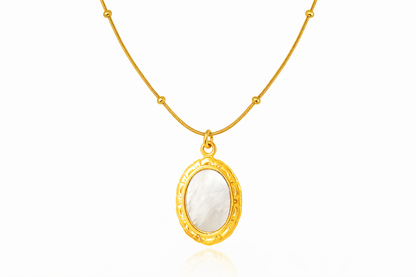 Vintage Oval Gold Mother-of-Pearl Necklace