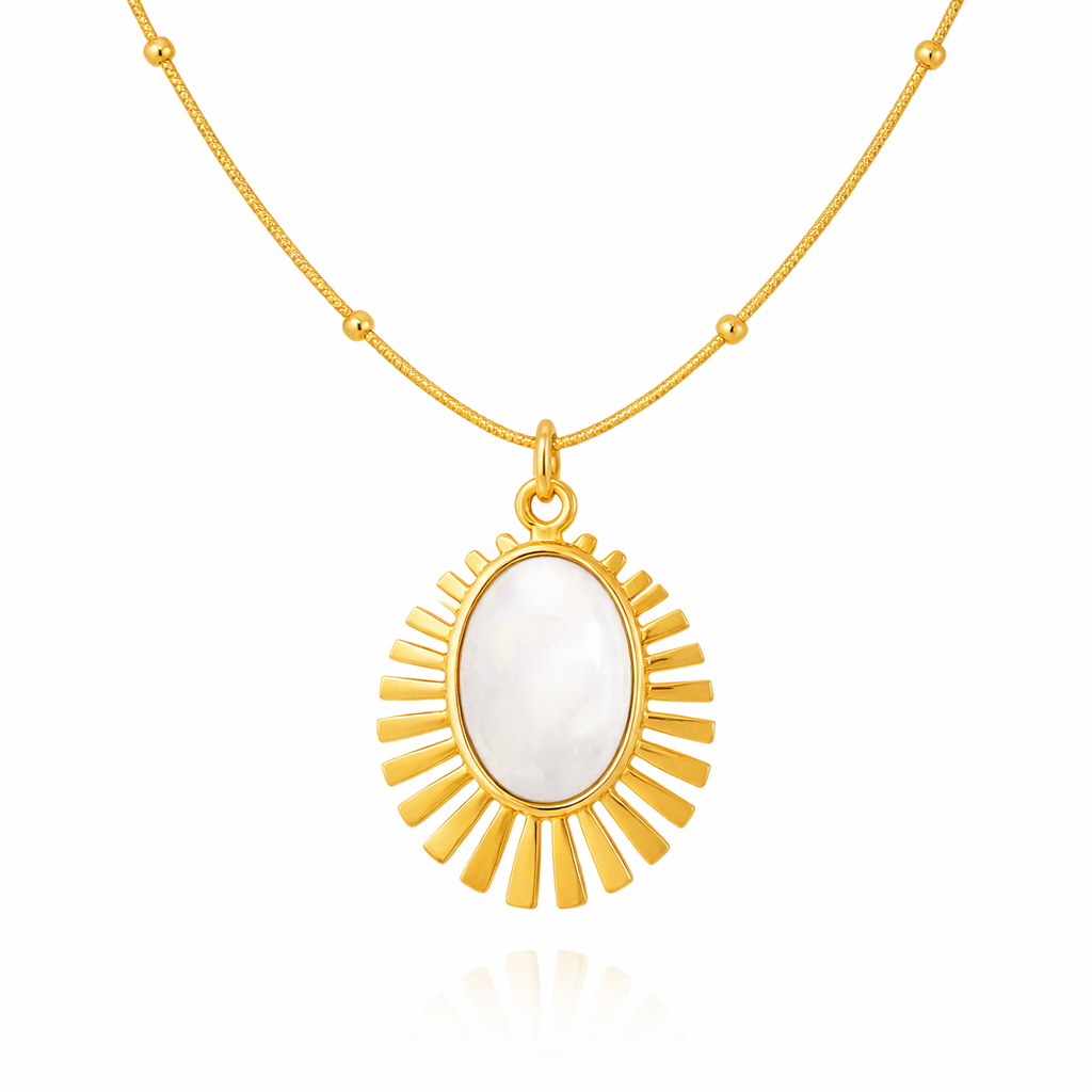 Sunburst Mother of Pearl Gold Necklace