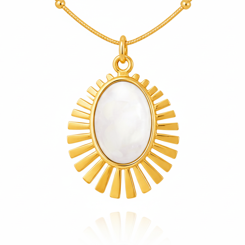 Sunburst Mother of Pearl Gold Necklace