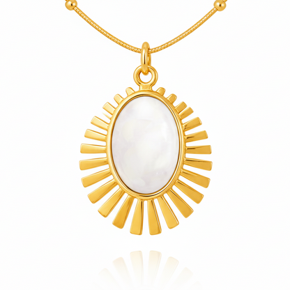 Sunburst Mother of Pearl Gold Necklace