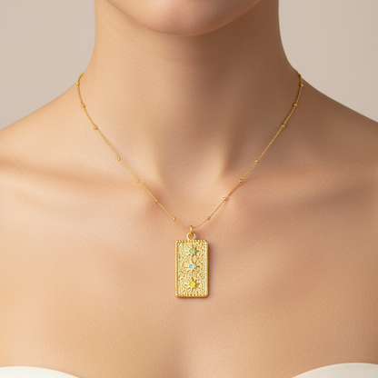 Textured Gold Trio Gem Necklace