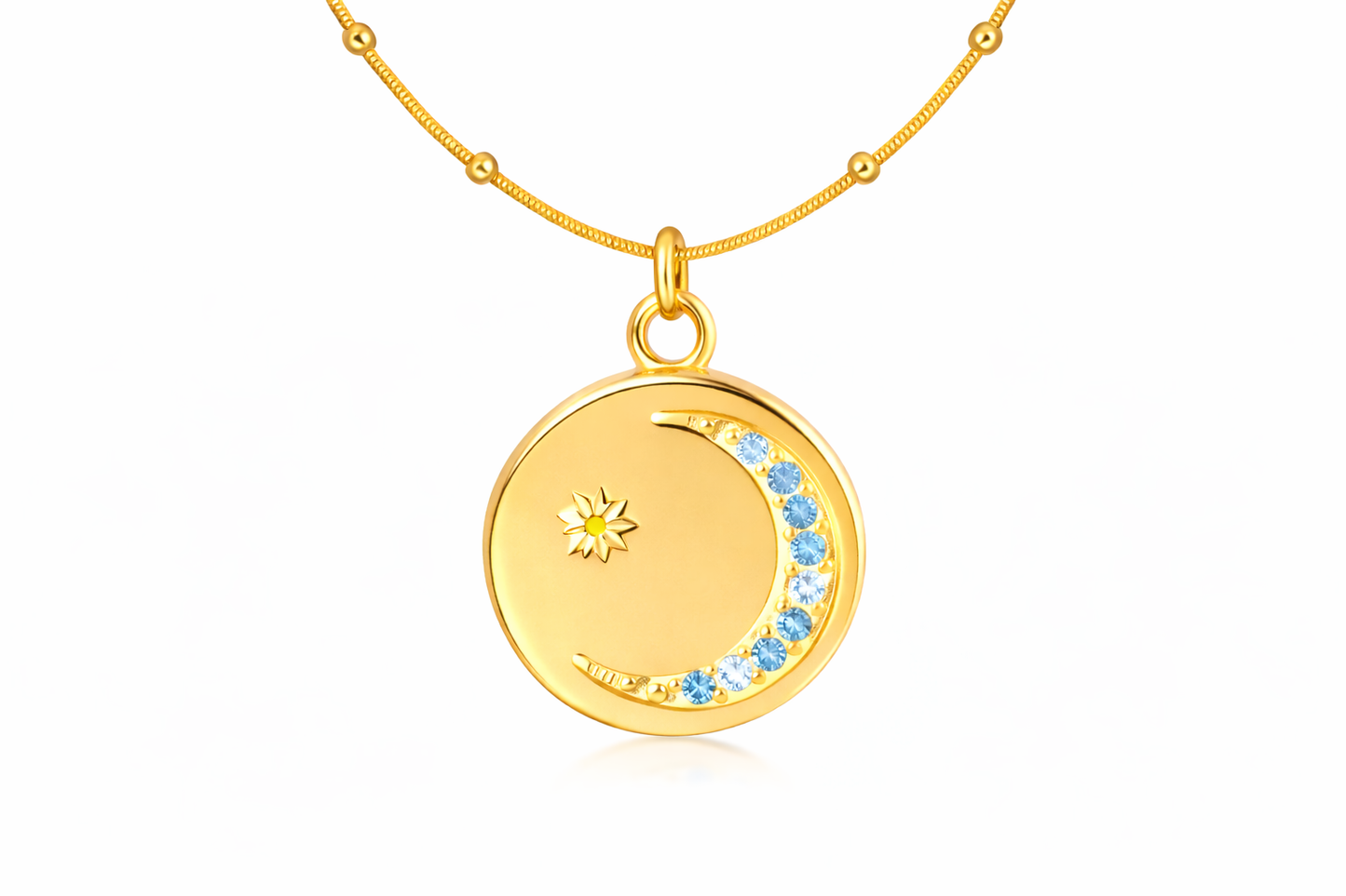 Celestial Moon & Blue Crystal Necklace