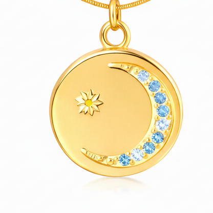 Celestial Moon & Blue Crystal Necklace